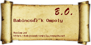 Babincsák Ompoly névjegykártya